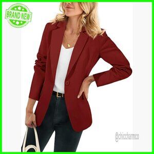 Slim Fit Blazer Open Front Long Sleeve Work Office Casual Jacket
